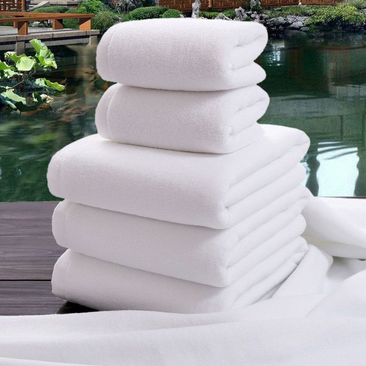 Wholesale Five-Star Hotel Bath Towels, Hotel Pure Cotton White Towels, Absorbent and Lint-Free, Men's and Women's Thick Beauty Salon Bathing Towels