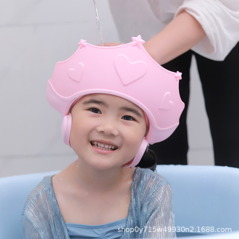 Zhiyan Mummy Crown Ear Protection Children's Shower Cap Shampoo Cap Shampoo Cap Shower Cap Baby Adjustable