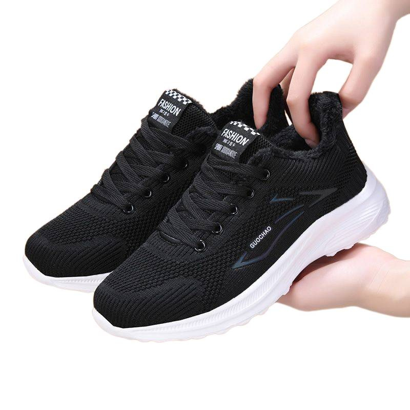 Thin Velvet Cotton Shoes, Spring New Walking Shoes, Comfortable and Warm, Ultra-Light Sports Shoes, High Elastic Soft Soles, Casual, Versatile and Non-Slip