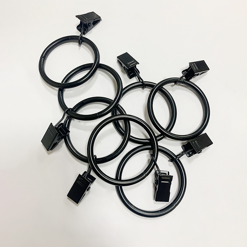 Manufacturer of Electrophoretic Black Roman Ring Clips for Home Curtains, Shower Curtains, Door Curtains, Round Ring Hooks, Metal Wholesale