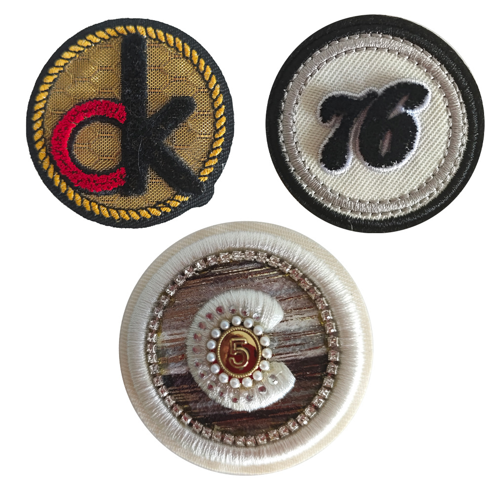 Factory Direct Sales Customized Round Logo Embroidered Canvas Bag Embroidered Logo Patch Badge Can Be Wholesale