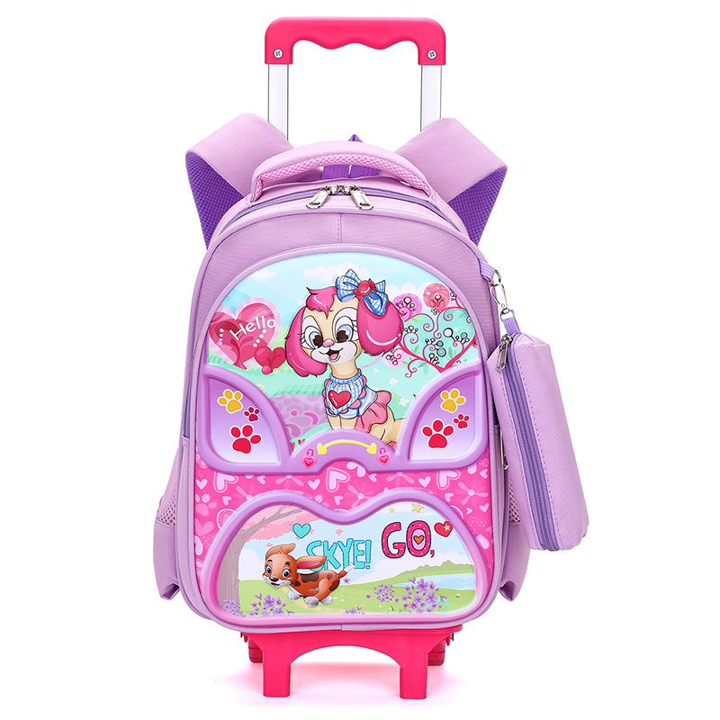 Foreign trade explosions 15 inch pull rod student schoolbag pencil case ultra light weight cartoon children's shoulder bag wholesale Spider-Man