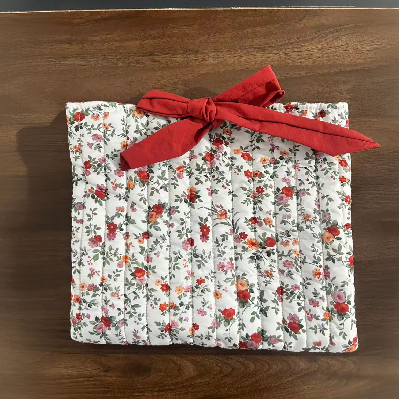 2025 New Geometric Splicing Small Floral Fabric Cosmetic Bag Multi-Purpose Large Capacity Ins Style