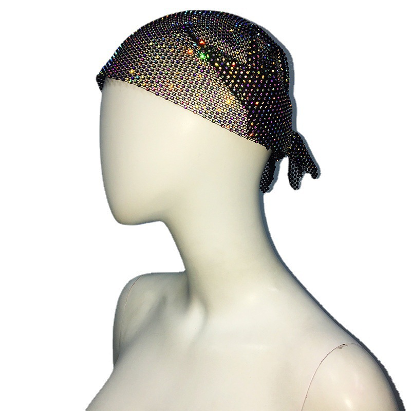 European and American New Night Shop Party Fashion Rhinestone Triangle Scarf Hip Hop Punk Style Hair Band Women Amazon Cross Border