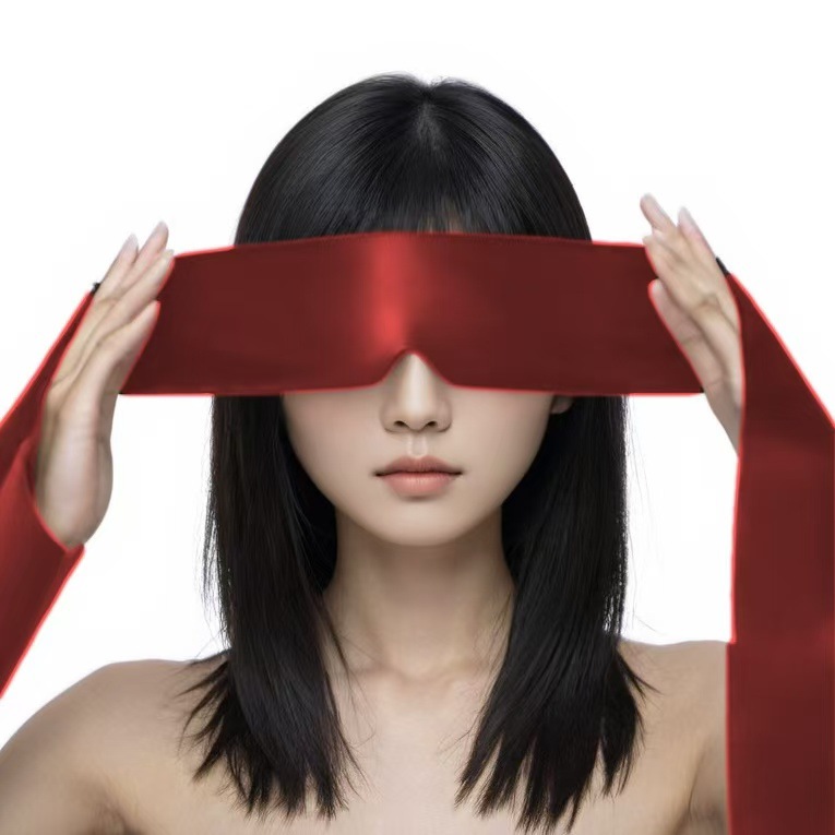 Cross-border imitation silk colored adult flirting and fun eye mask stage props bow hand strap light SM opaque