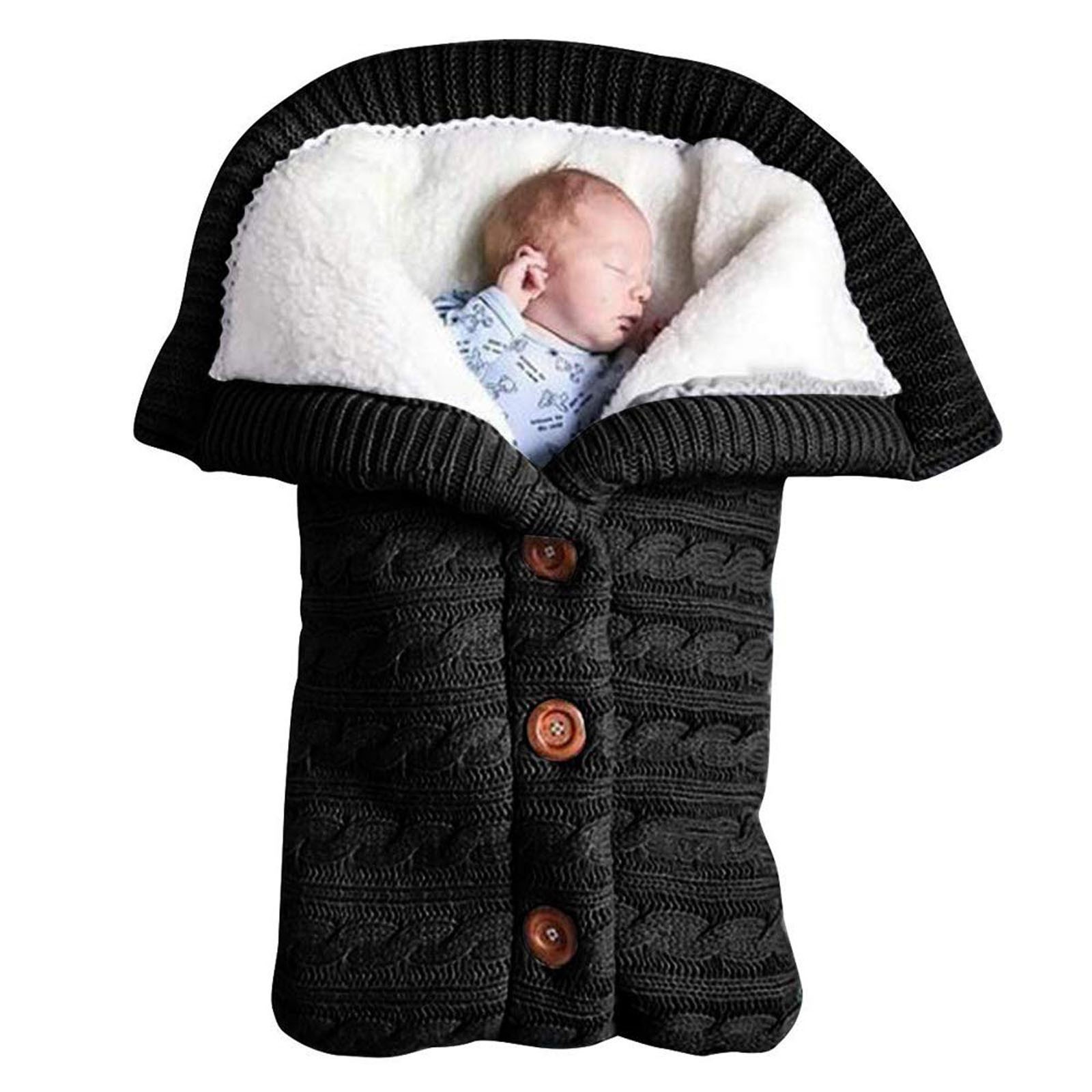 Thick European and American Autumn and Winter Baby Stroller Sleeping Bag Outdoor Button Baby Knitted Sleeping Bag Wool Fleece Lined Thickened Quilt