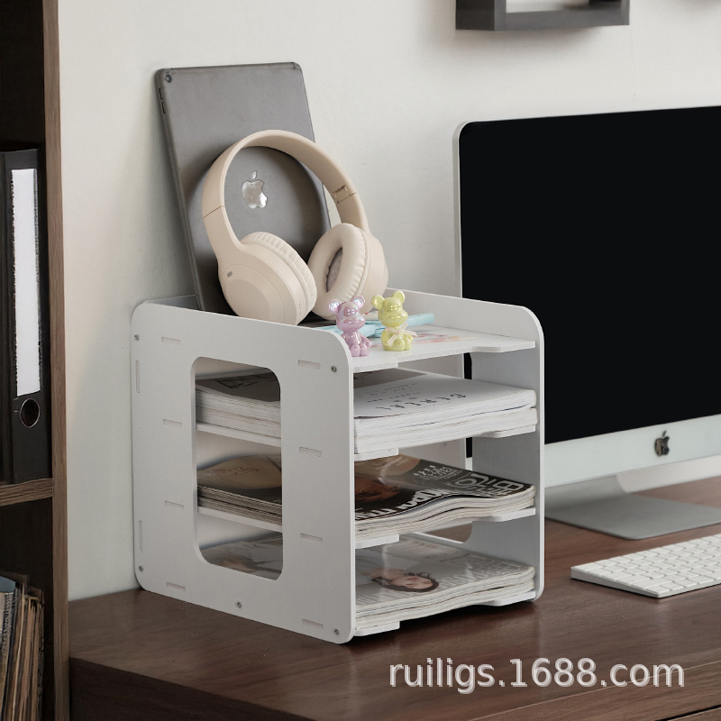 File Shelf Storage Rack Multi-Layer Folder Storage Box Desktop Organization Artifact Office Supplies Storage Rack Book