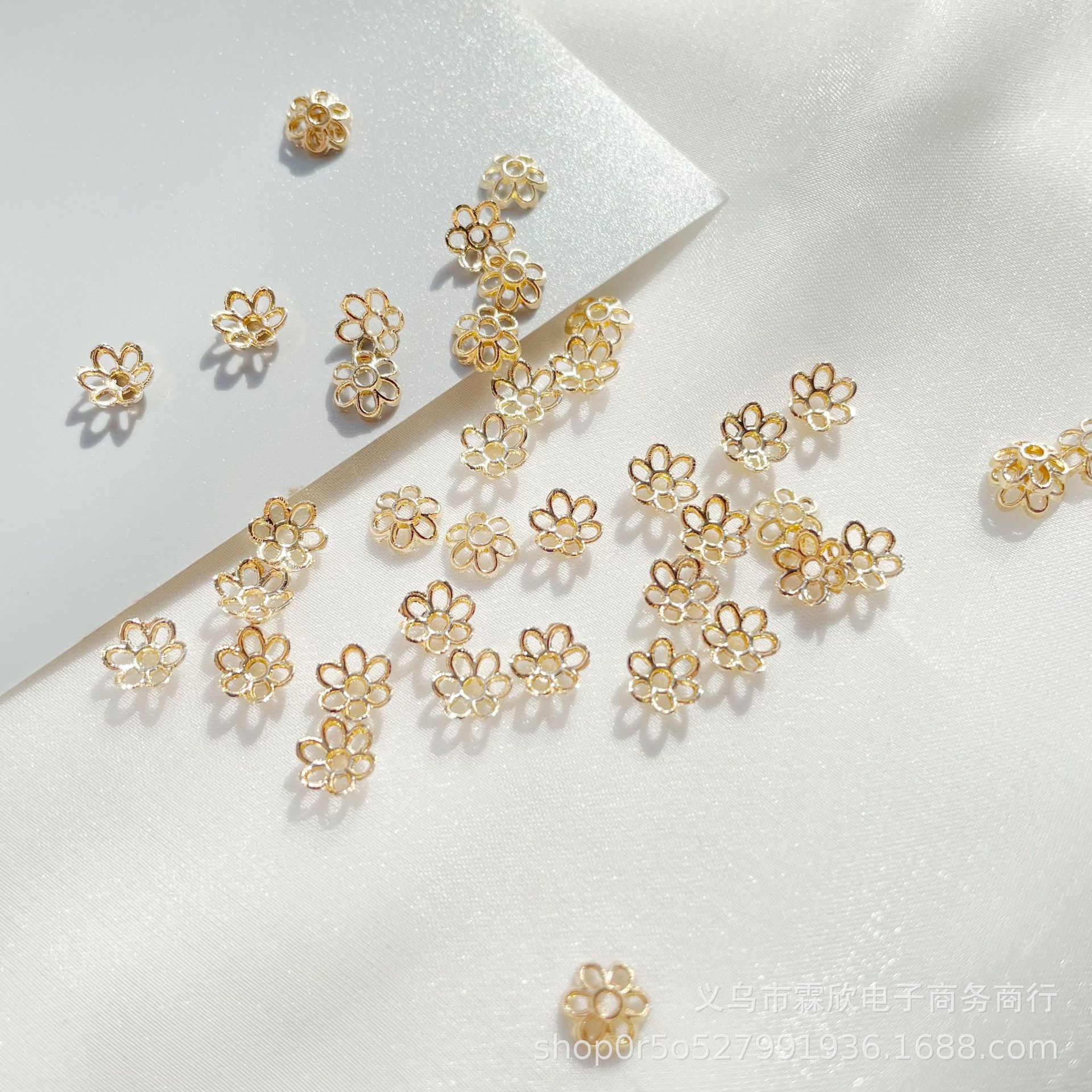 7mm alloy color retaining hollow six-petal torus cap spacer bead holder diy handmade bracelet earring pendant accessories spacer