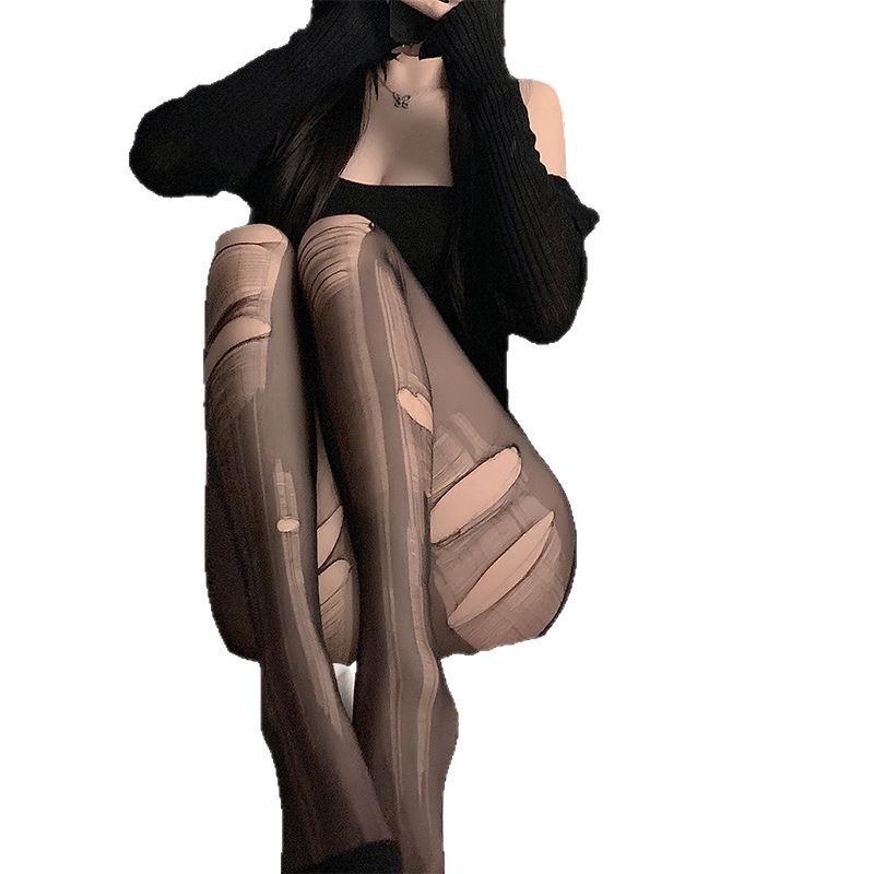 Sexy lingerie sexy black stockings crotch ultra-thin pure temptation can be tore off the copper free hand tear socks women