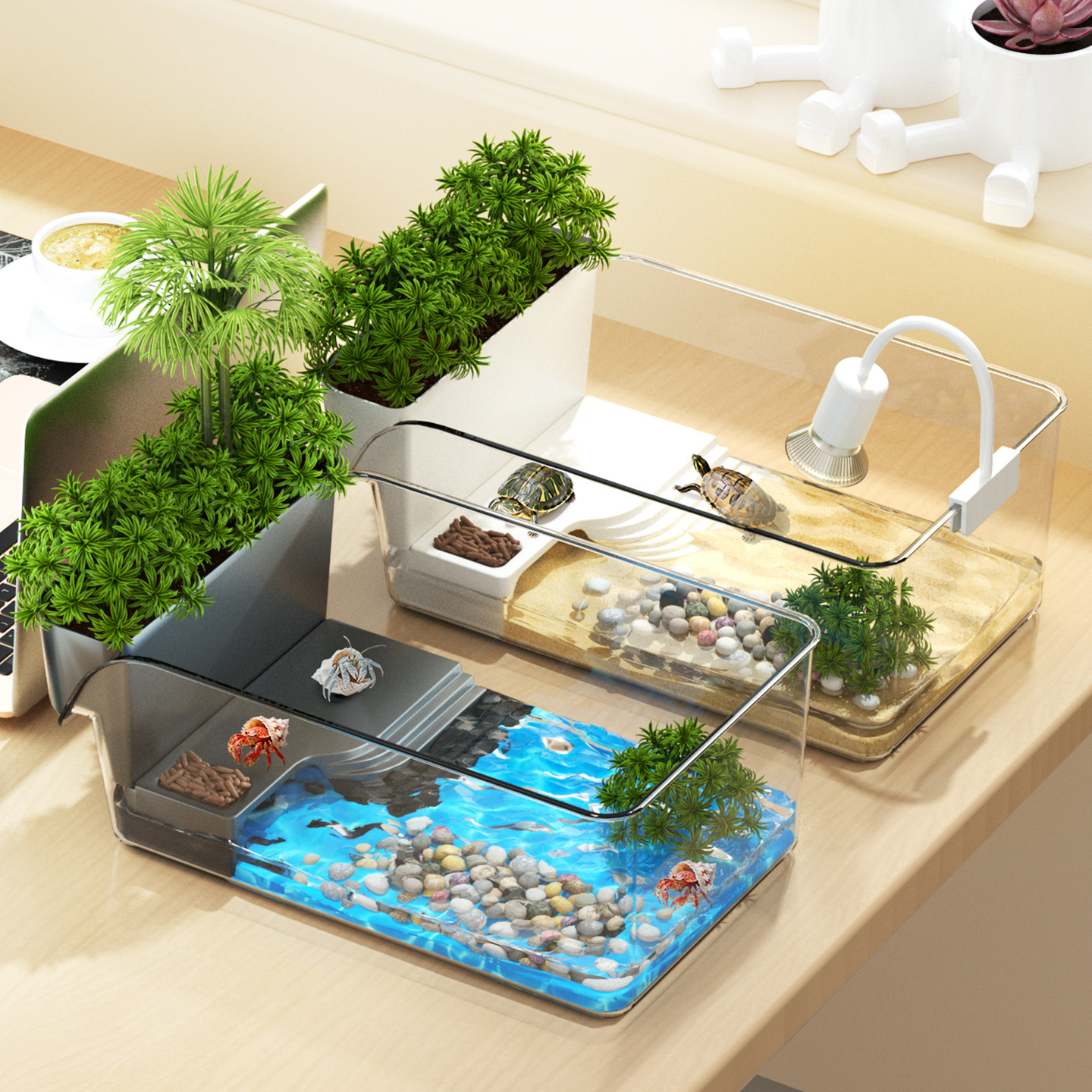 Turtle Basking Platform for Brazilian Turtles, Grass Turtles, Terrarium Climbing Platform, Small Turtle Shelter House, Villa Climbing Turtle Tank Special