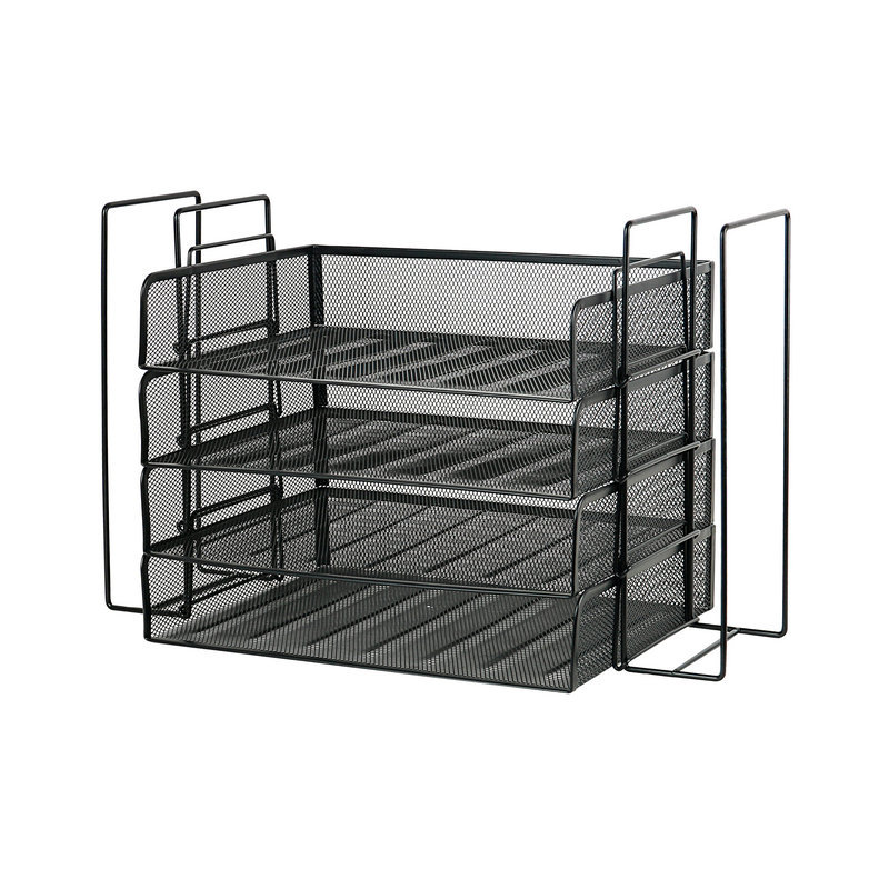 Amazon Desktop Bookend File Storage Rack Stackable Four-Layer File Tray File Management Rack Office Supplies