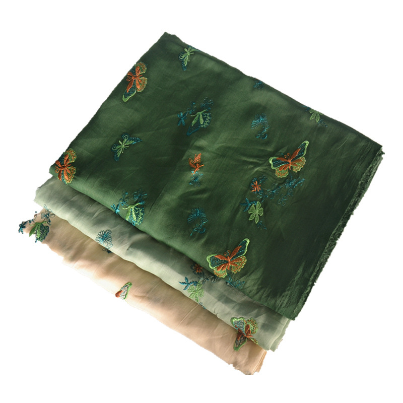 Factory wholesale high-end pure Ramie embroidery cloth summer dress shirt Chinese style small shirt Hanfu embroidery fabric