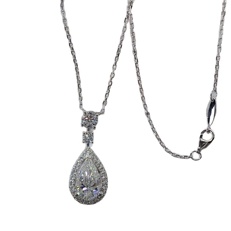 Platinum Pt950 Necklace 3 Carat Laboratory-Grown Diamond Water Drop Necklace Accessible Luxury Fashion Clavicle Pendant Necklace