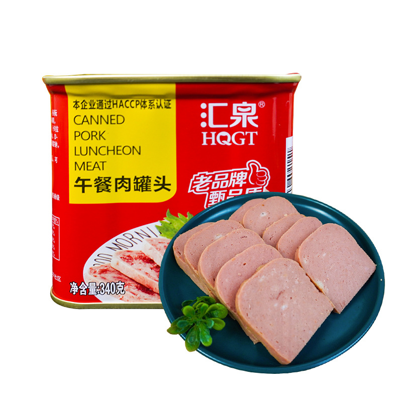 Huquan Luncheon Meat 340g Ready-to-eat Ham and Pork Canned Instant Noodles Partner Sandwich Instant Skewers Hot Pot Ingredients
