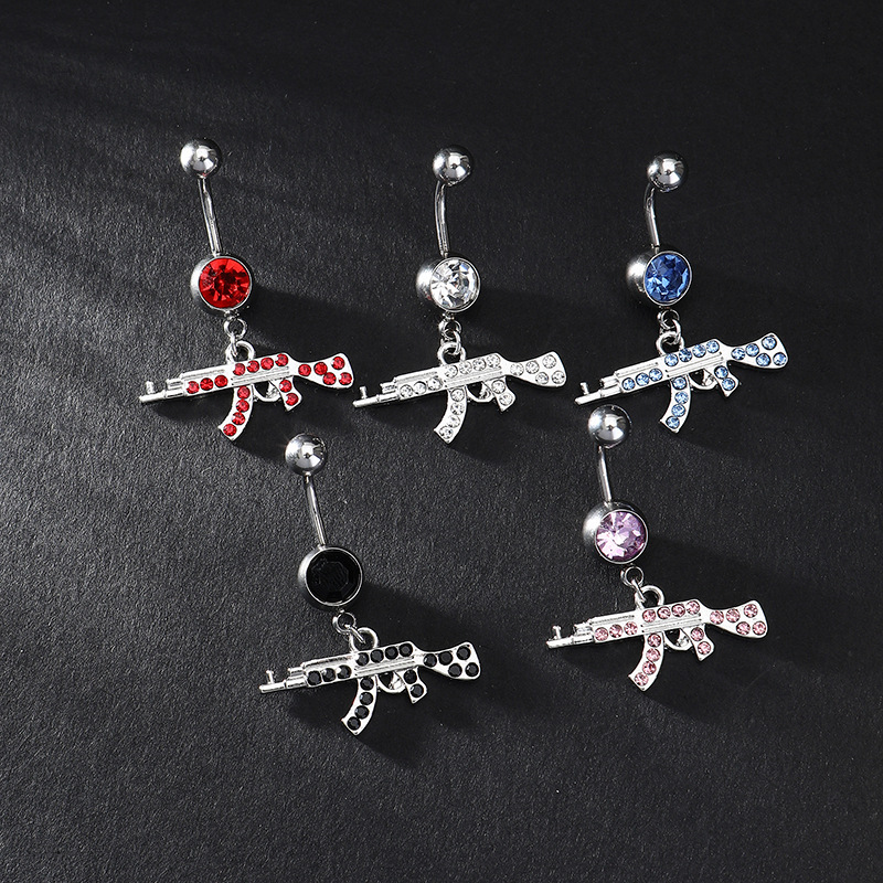 Кольцо для пупка в стиле европейской и американской торговли с блестками и типом винтовки модное сексуальное украшение