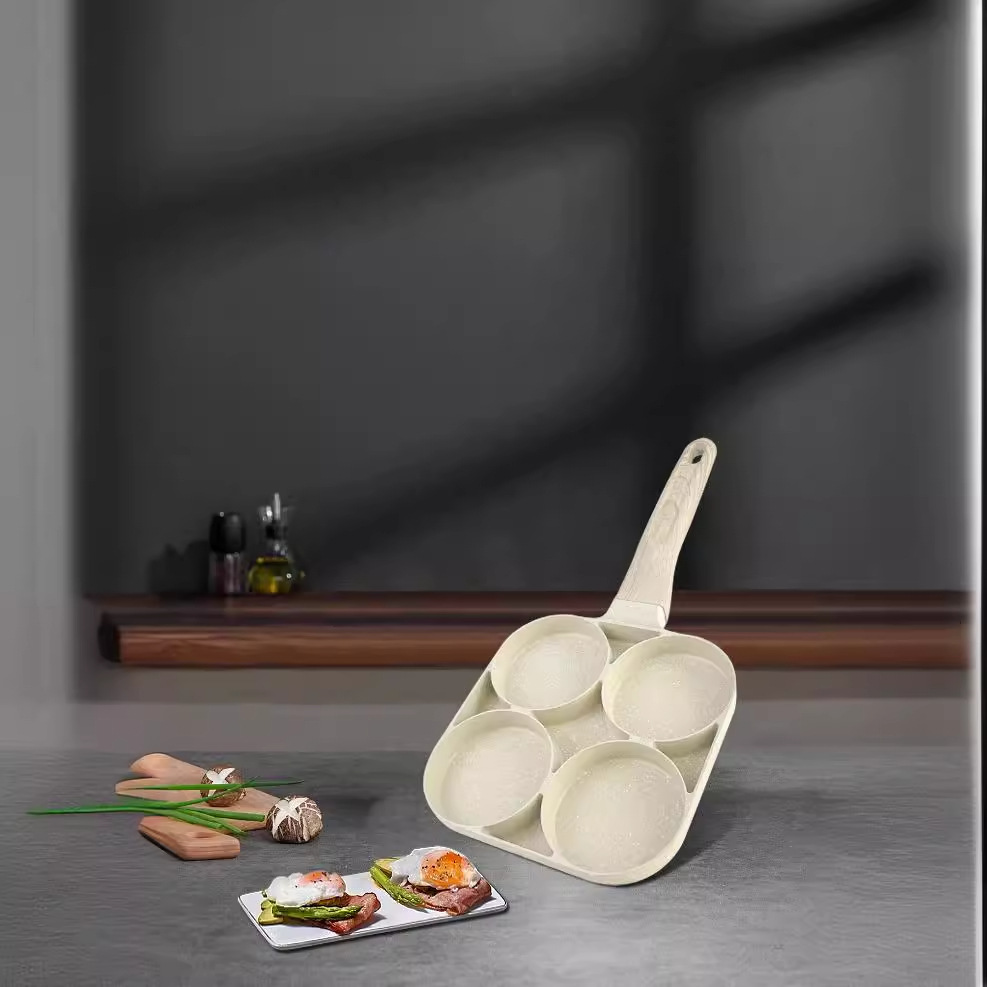 XY105 Egg Hamburger Pot Household Fried Egg Pan Non-stick Pan Four-hole Breakfast Frying Pan Die-casting Flat Bottom