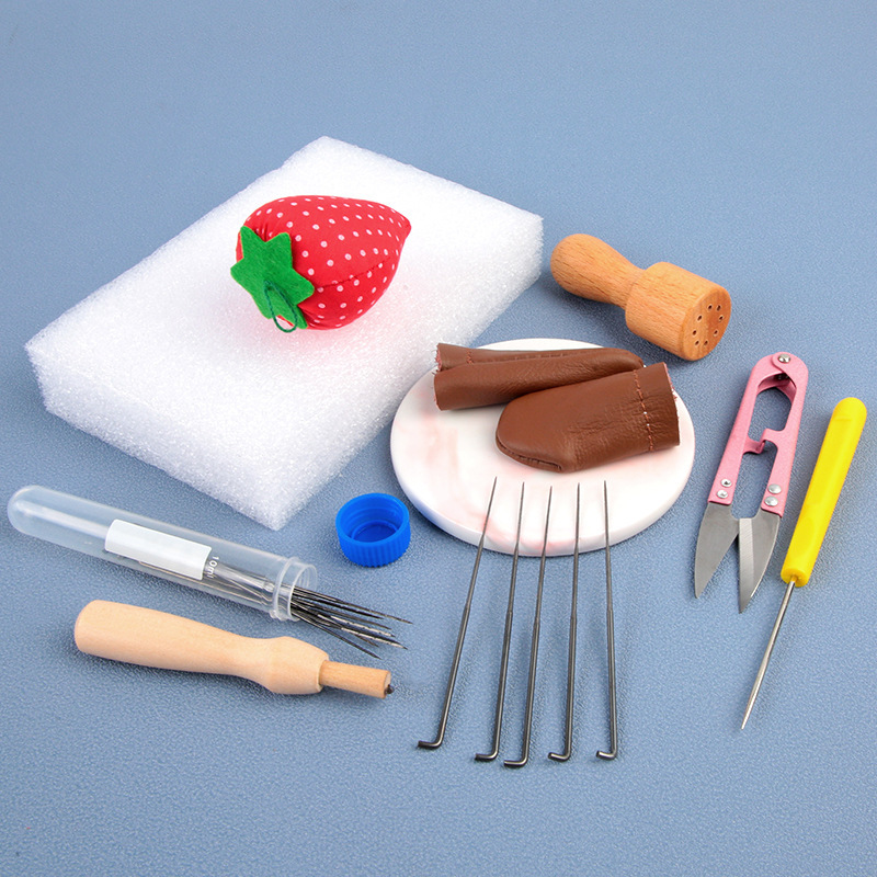 New Handmade DIY Poke Fun Thick, Medium and Fine Poke Needle Finger Set Positioning Needle Wooden Poke Tool Set Boxed Wholesale