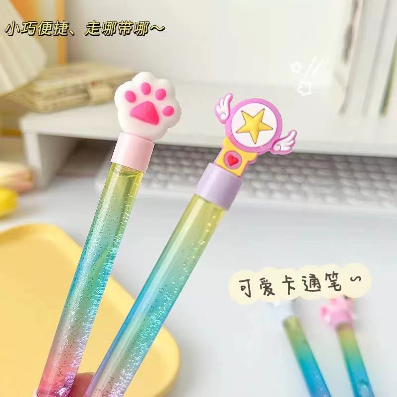 Creative Girl Quicksand Gel Pen High Color Value Magic Wand Sequin Fashion Student Pen Sparkling Crystal Signature Pen