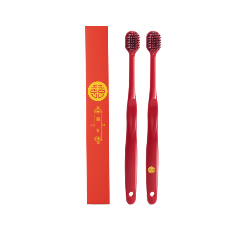 Wedding Celebration Double Happiness Toiletries Wedding Couple Soft Bristle Toothbrush Bride Dowry Red Festive Set