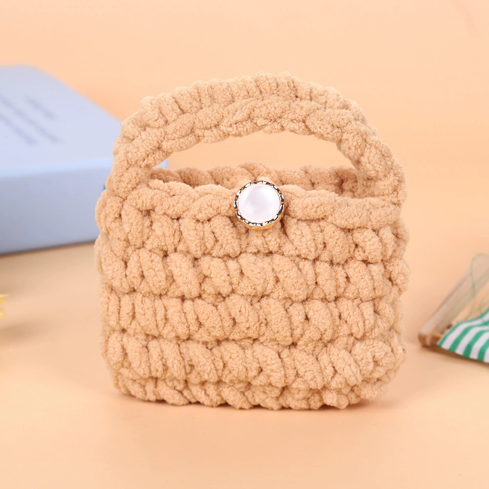 Cartoon Plush Handmade Solid Color Knitted Storage Bag Coin Purse Protective Cover Bluetooth Earphone Bag DIY Finished Product Bag