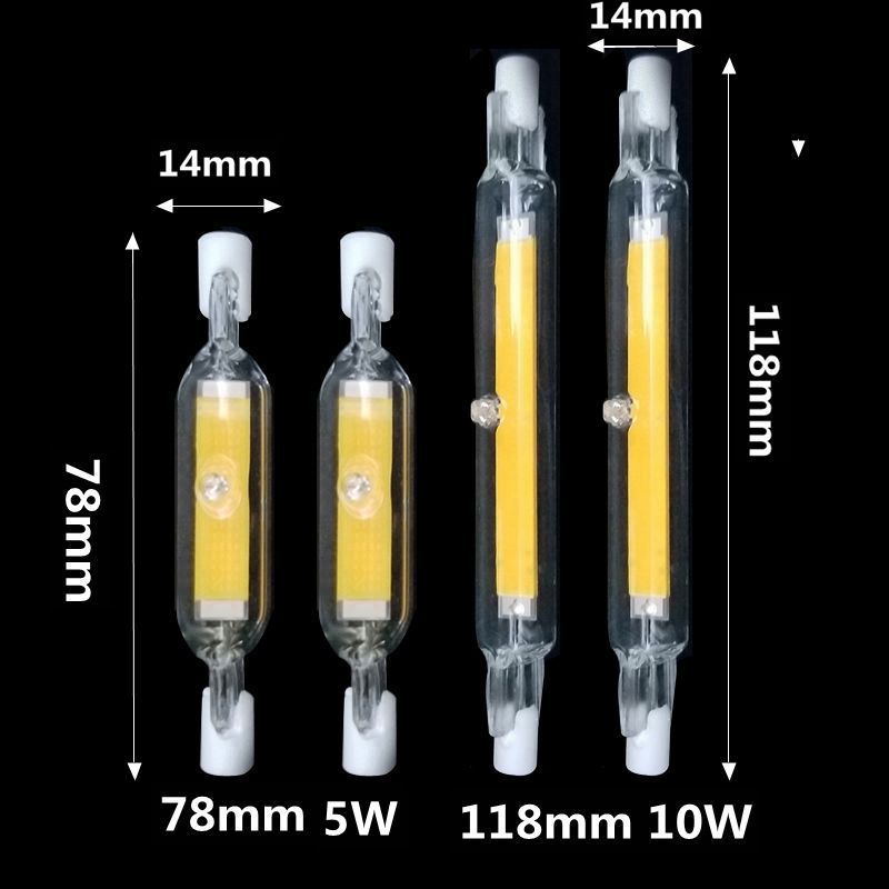 R7S Glass Lamp Dimming Ledcob78Mm118Mm189 Double-Ended Lamp Horizontal Plug Replacement Halogen Lamp 220V110