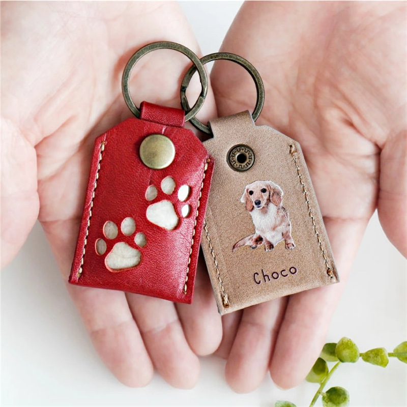 in stock pet hair keychain square transparent cat and dog hair storage key pendant pet souvenir