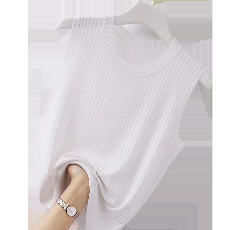 2024 spring and summer new vest camisole round neck bottoming outer wear suit inner wear versatile slimming thin