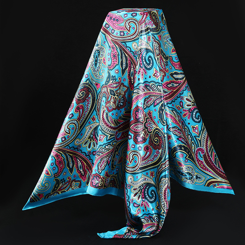 Sade satin women's spring and summer imitation silk scarf printed small square gift European and American scarf shawl wholesale