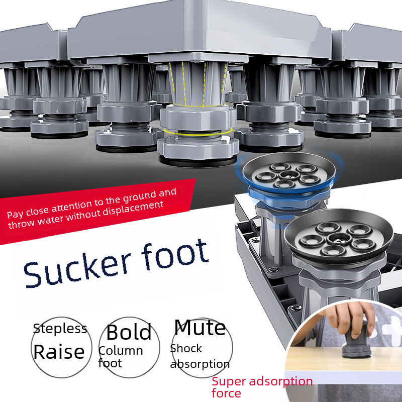 Gray Universal Washing Machine Base Pulley Brake Lifting Mobile Base Bracket Storage Rack Home Appliance Bracket