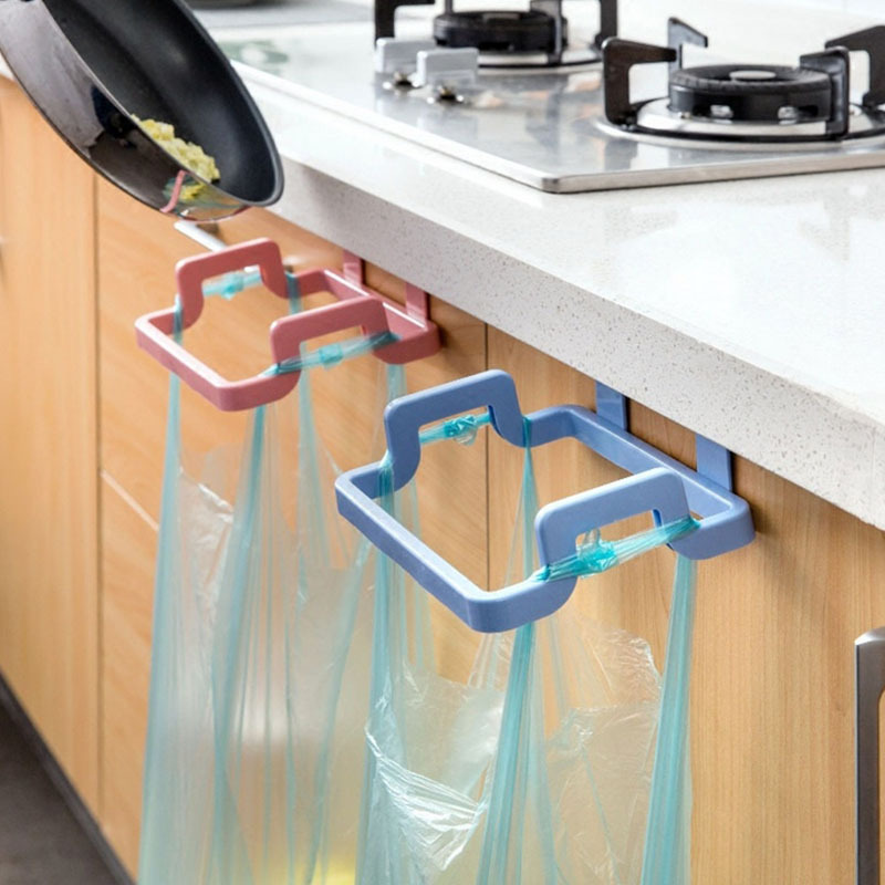 Kitchen Hanging Cabinet Door Garbage Rack Punch-Free Door Back Garbage Bag Storage Rack Plastic Bag Garbage Holder