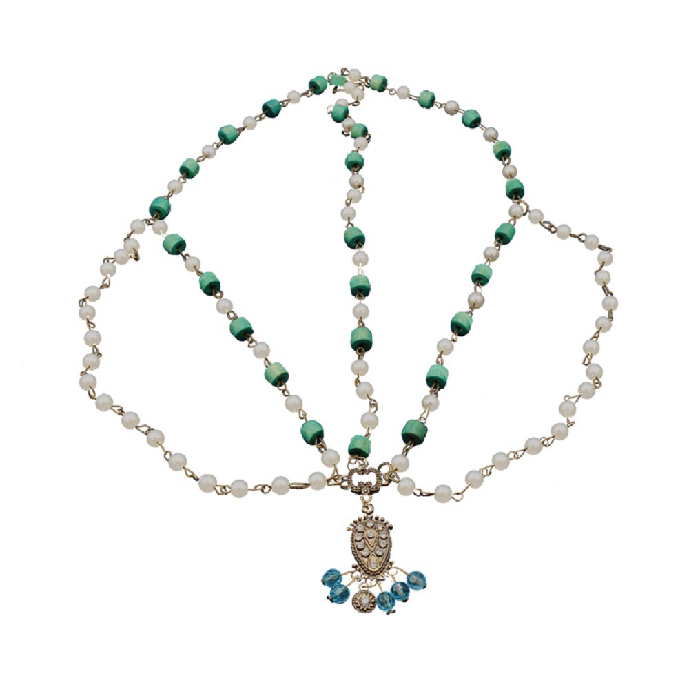 European and American Hot-Selling Retro Tassel Exotic Headwear Bohemian Handmade Blue Bead Performance Clothing Accessories Headband