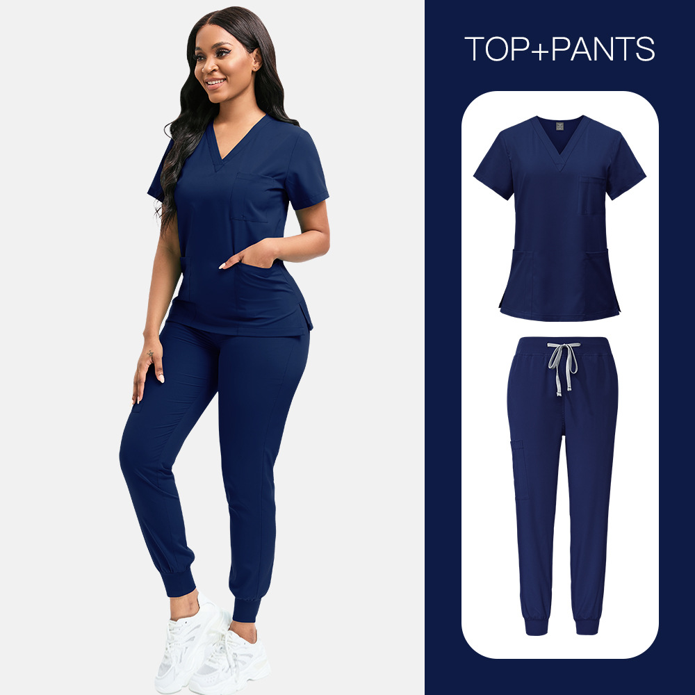 12 Colors, All Sizes, Men's and Women's European and American Large Size Hot-Selling Elastic Quick-Drying Comfortable Beauty Salon Work Clothes Nurse Uniforms