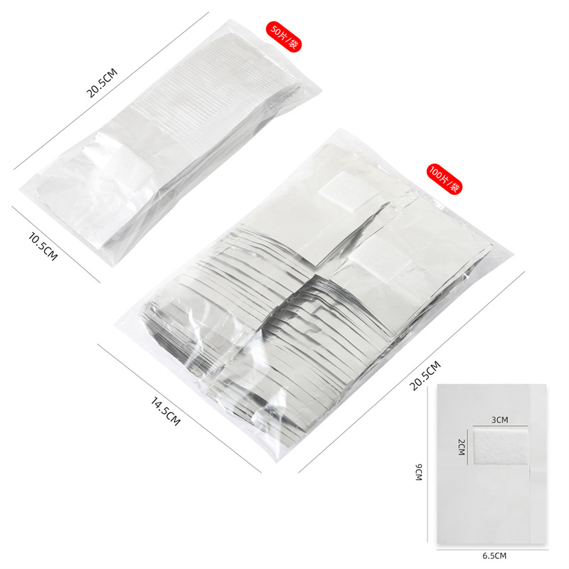 Cross-Border Manicure Tools, Nail Removal Tinfoil, Manicure Removal, Aluminum Foil Paper with Cotton Pads, Nail Removal Tools 50/100