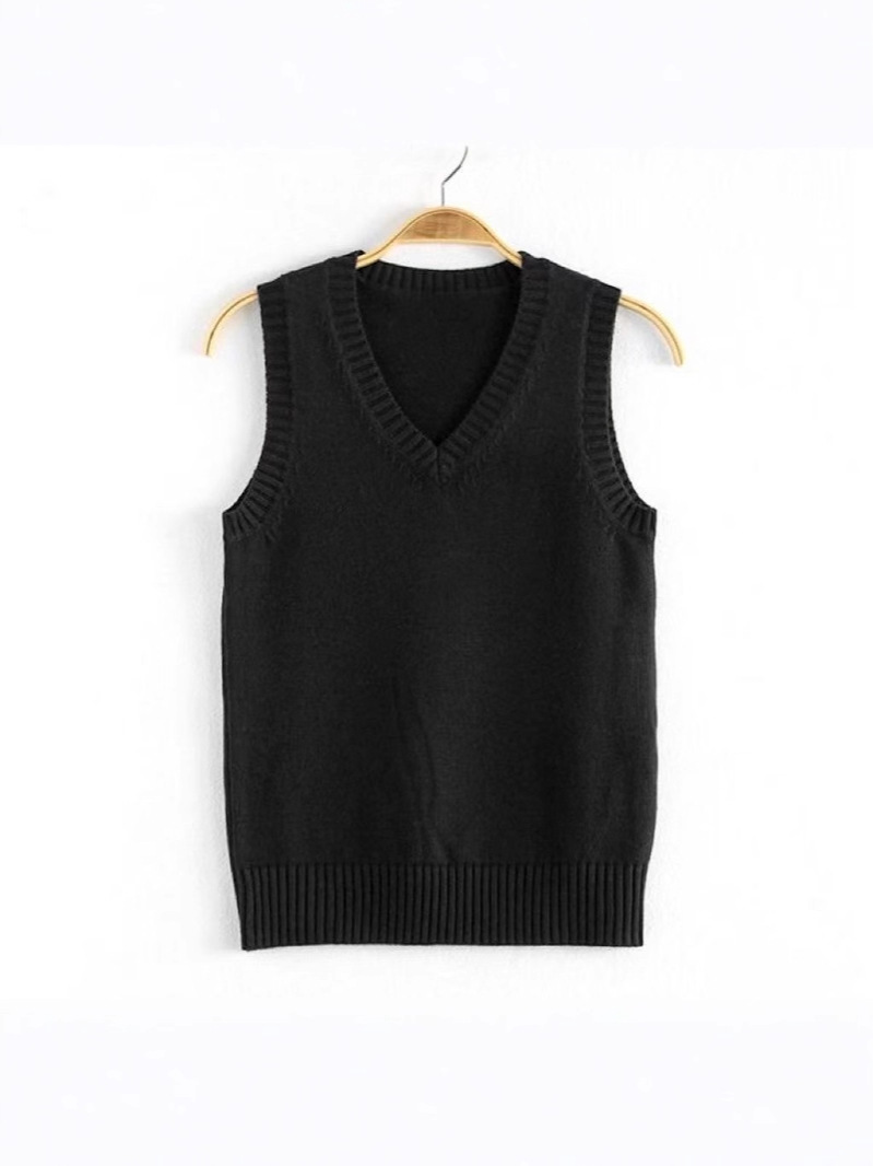 Jk Vest Sweater Women Solid Color Basic Jk Uniform Sleeveless Knitwear Japanese Style Layered Top Versatile