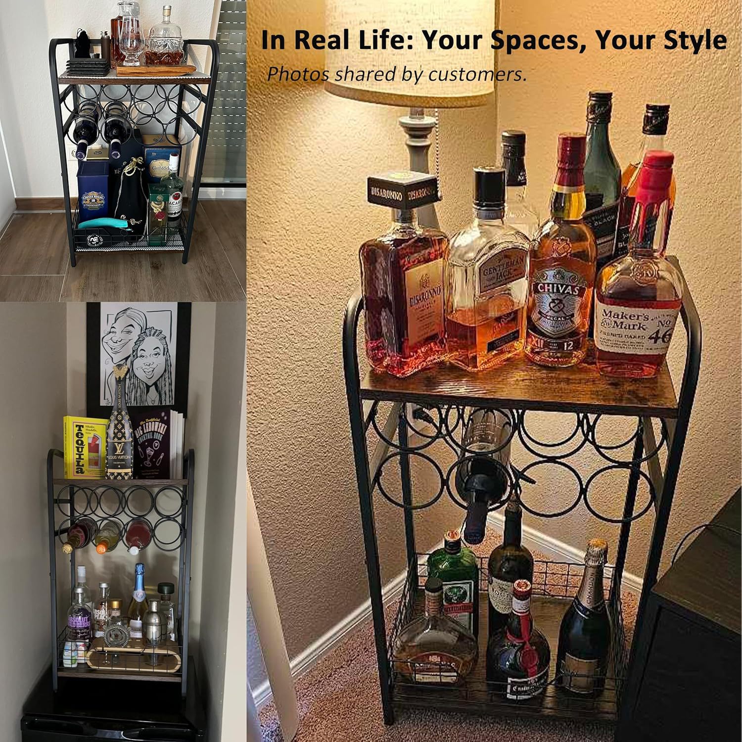 Ready-Made Three-Layer Wine Rack Small Wine Bottle Rack with Eight Bottles Wine Rack Cabinet Corner Whiskey Display Rack Floor Wine Storage Rod