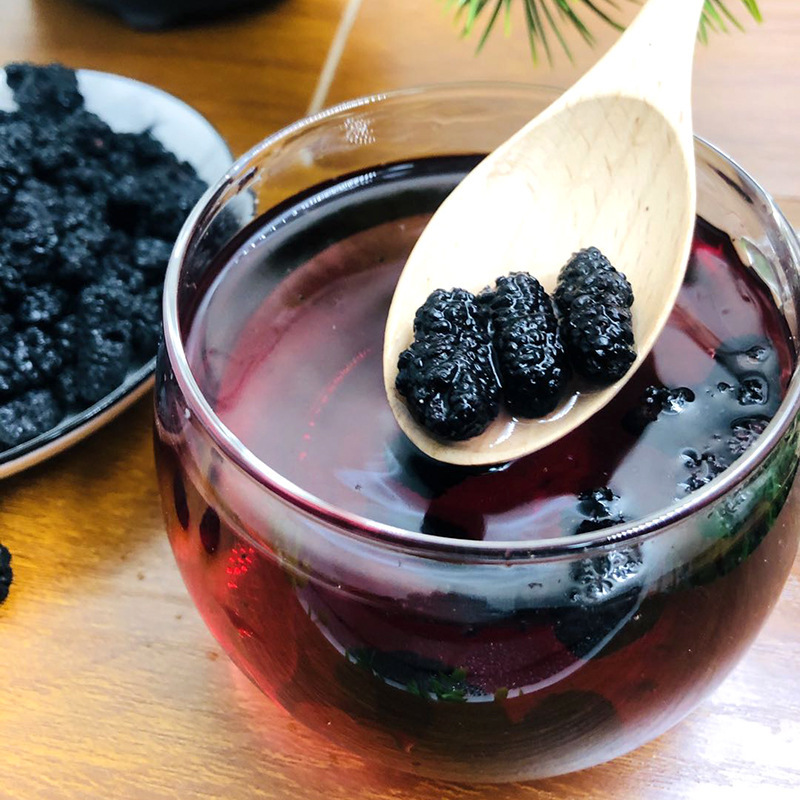 Xinjiang Dried Black Mulberry New Arrival Sand-Free Full Fruit Head Stubble Dried Mulberry 500g Bag Ready to Eat Soaked in Water Bulk Wholesale Agent