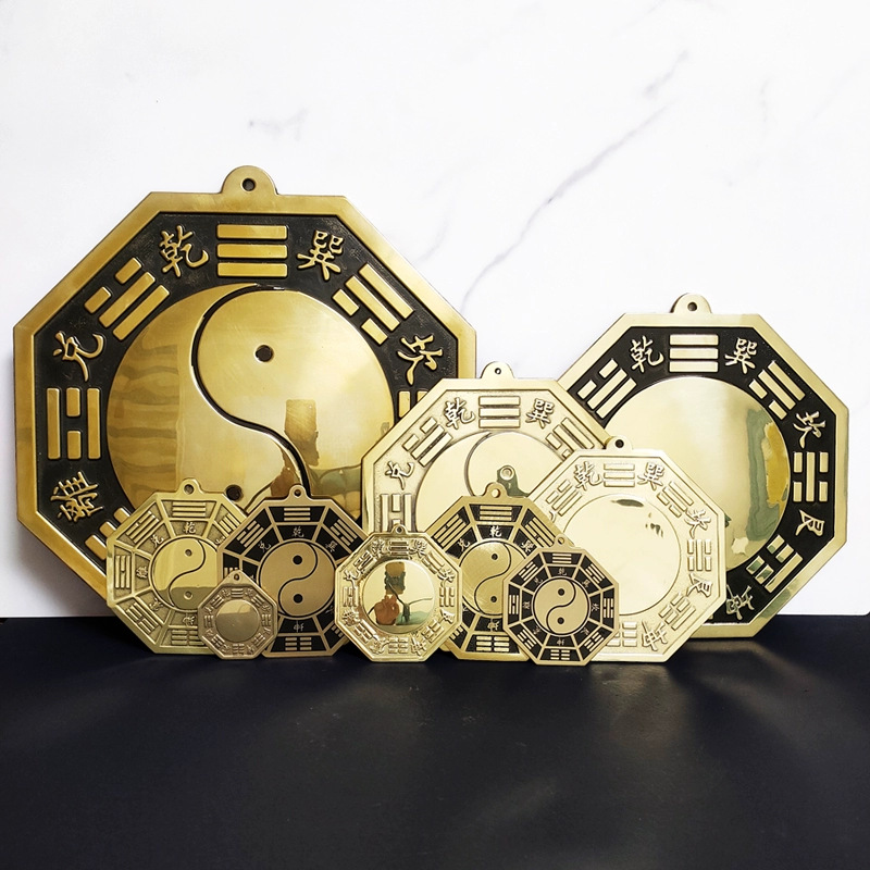 Большое медное гуаша зеркало выпуклое зеркало для дома инь-янь тайцзи диаграмма для подвешивания на двери балкона окна вогнутое зеркало медленное выпуклое стекло