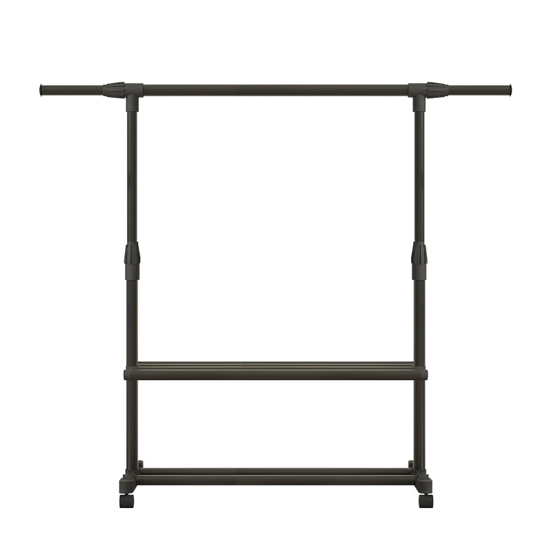 Clothes hanger portable simple double rod indoor balcony clothes hanger floor retractable folding cool clothes rack