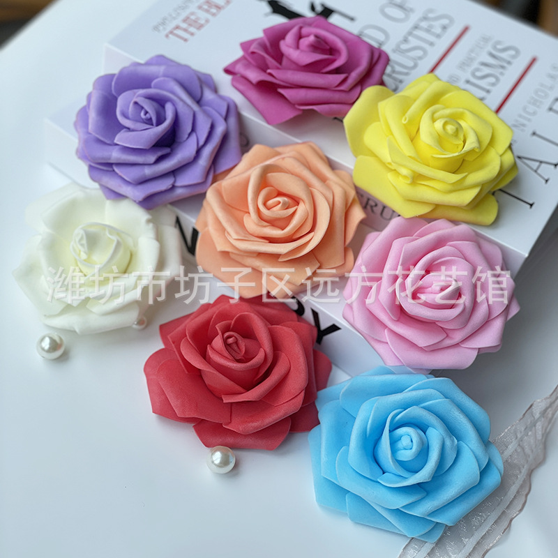 Четырехслойная искусственная роза, DIY, цветочная брошка, аксессуар для волос, декоративный цветок, искусственный пузырь