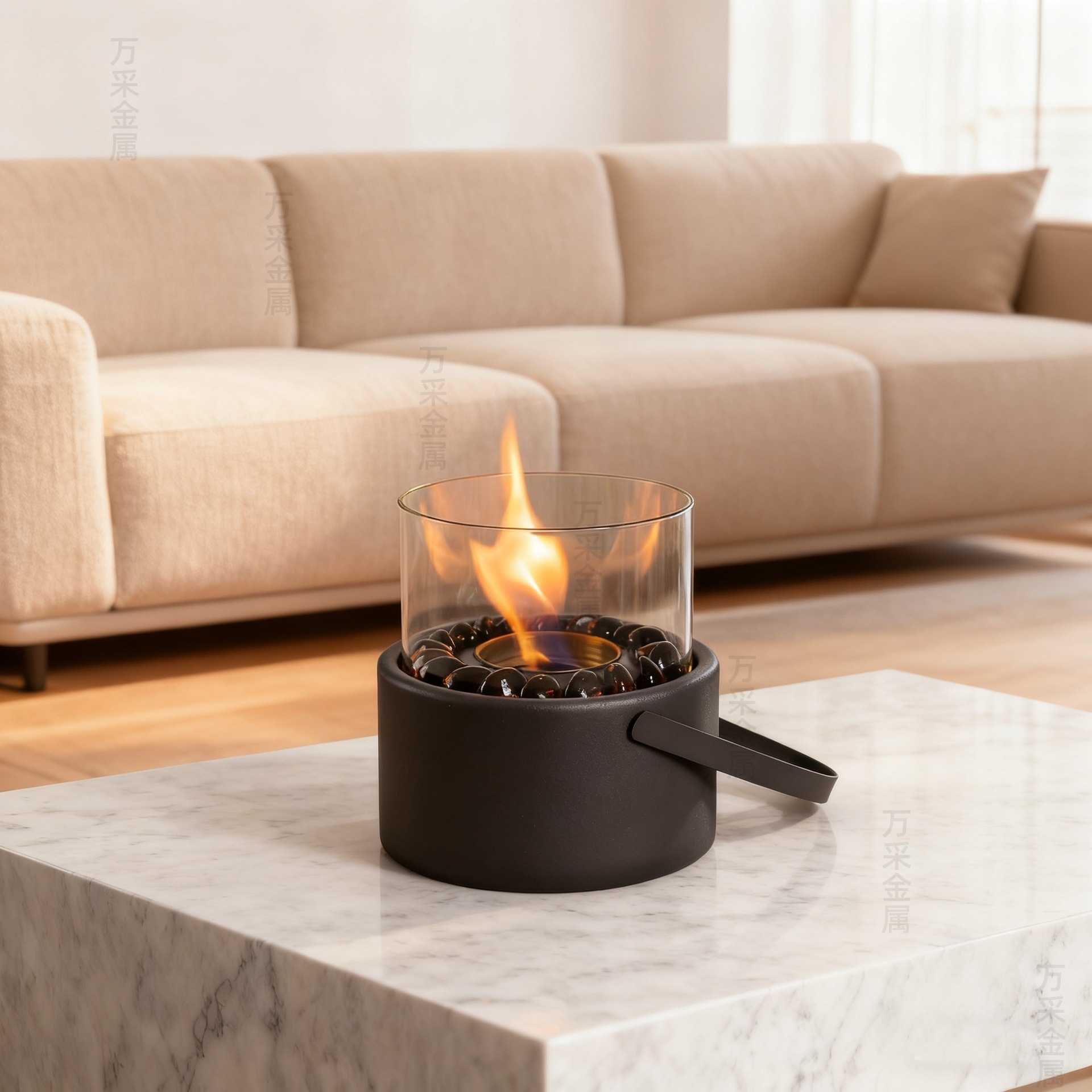 Cross-Border New Portable Fireplace Round Alcohol Fireplace Tabletop Portable Fireplace Tabletop Fire Pit
