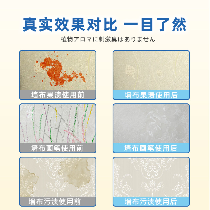 Wall Covering Cleaner, Special Cleaning Agent for Wallpaper, Wallpaper Stain Remover, No-Wash Wall Covering Cleaner to Remove Stubborn Stains