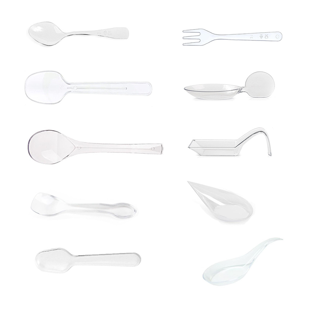 Одноразовая пластиковая ложка водяной капли, азиатская ложка для соуса, мини жесткая пластиковая ложка, утолщенная, прозрачная, импортная