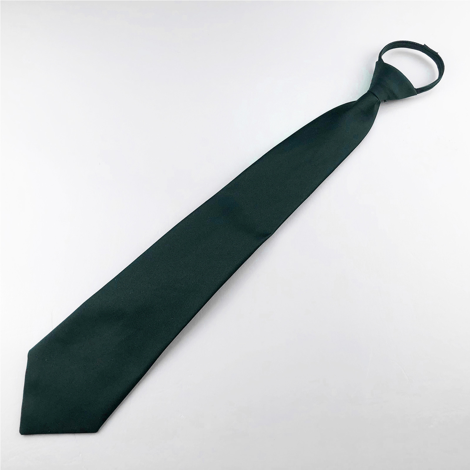 Men's Pure Color Zipper Tie 44cm Easy-Pull Lazy Workwear Convenient Formal Business K-Style Polyester
