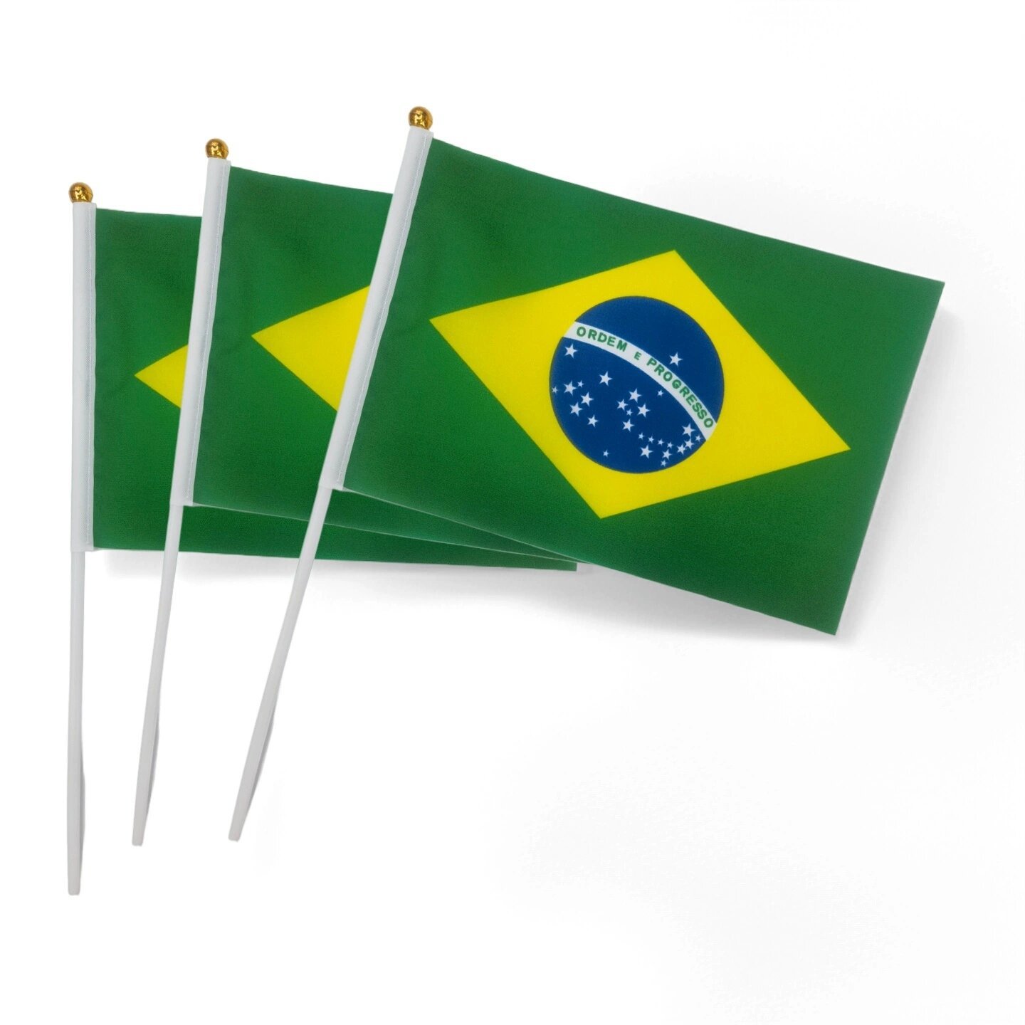 14*21 см флаг Бразилии с ручкой 30 см, полиэстер