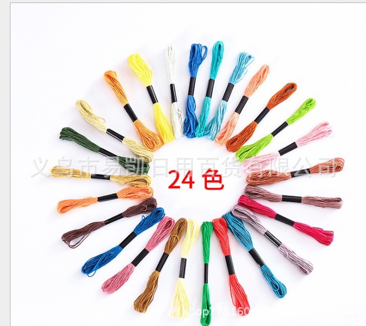 24 цветных нитей для вышивки, ручная работа, DIY, плетеная хлопковая нить, готова к опту