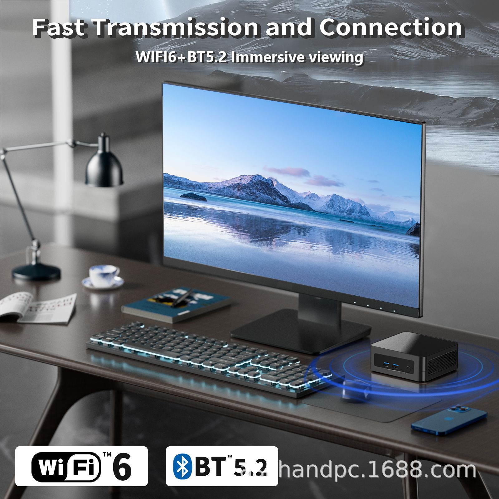 Mini Host Amd Ryzen5-5600H Portable Mini Pc for Office, Gaming, Cinema, 4K3 Screen Cross-Border