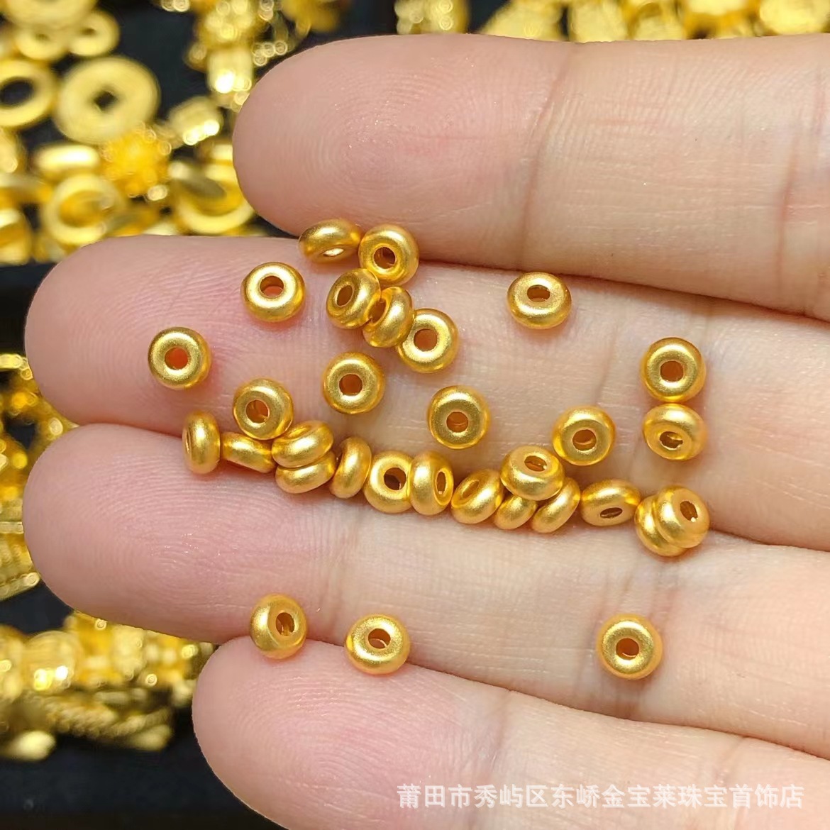 Shuibei Gold Wholesale Pure Gold 999 Loose Beads Gold Beads 3D Hard Gold Glossy Ancient Method Handmade DIY Transfer Beads Accessories