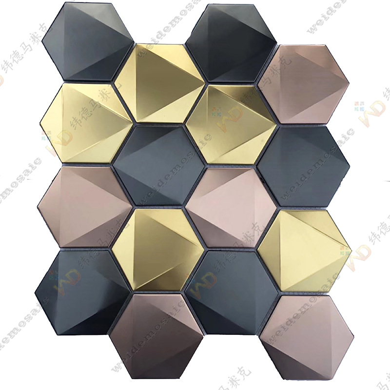 Прямые поставки от производителя металлической мозаики для KTV фоновой стены отели шестиугольные металлические плитки