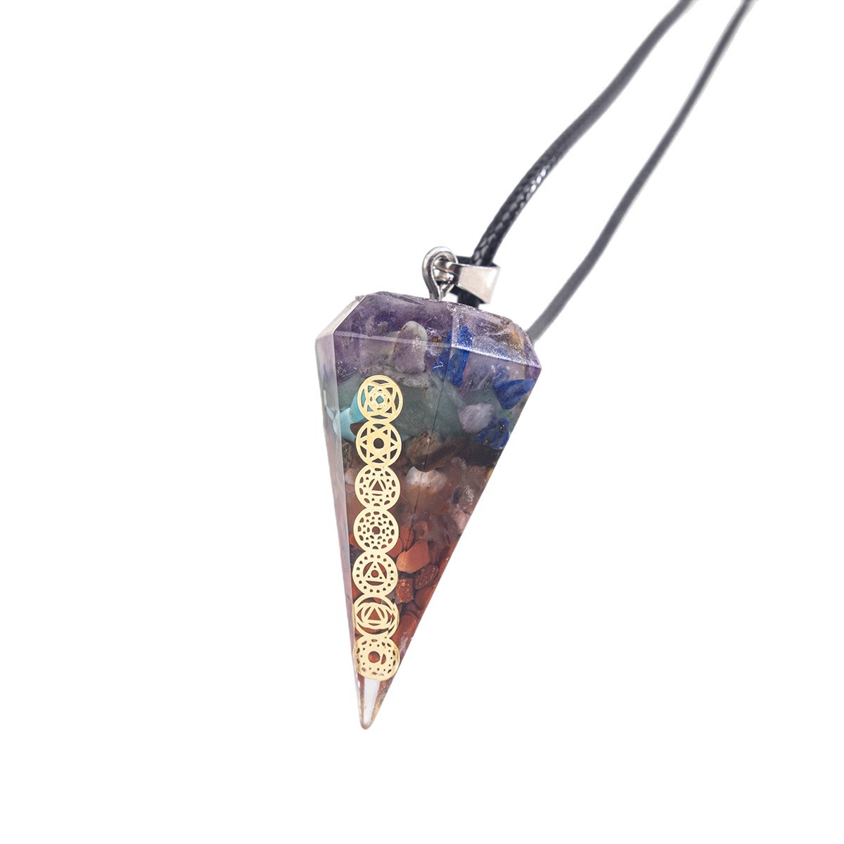 Zhuhang Jewelry Cross-Border New Natural Crystal Pendant Colorful Crystal Gravel Necklace Amethyst Lapis Lazuli Jewelry