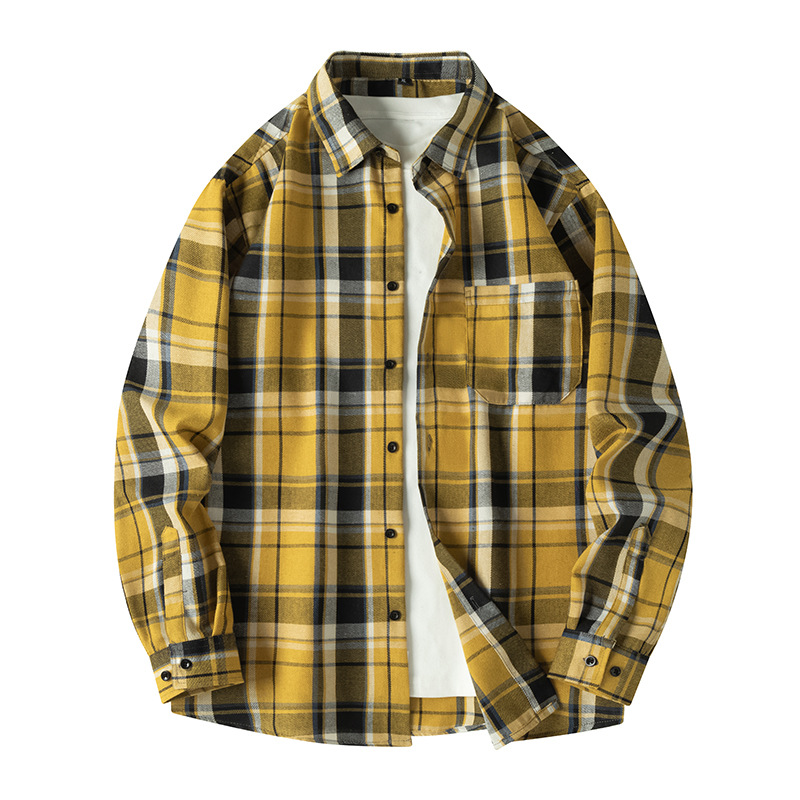 2024 Trendy New Spring Shirt Trendy Plaid Style Casual Breathable Long-sleeved Jacket Teenager Men's Top